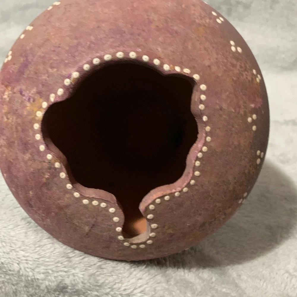 K Lightfoot Hand Painted Pottery Vase Kangaroo Aboriginal Art Unique Collectible